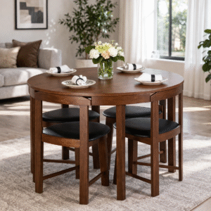 Brown and Black Dining Room Beech Wood with 5 pieces
