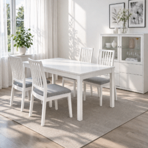 White Dining Room  Beech Wood with 5 pieces