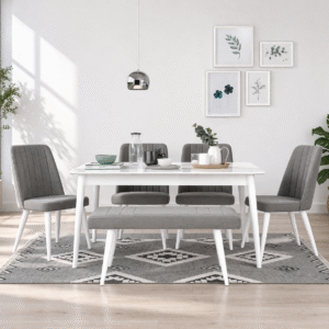 White Dining Room Beech Wood with 6 pieces