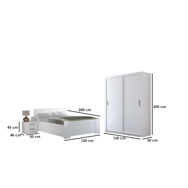 MDF Kids Bedroom 3 pieces - White - Image 2