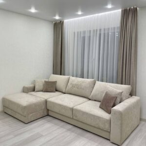 Beech wood corner sofa-Beige