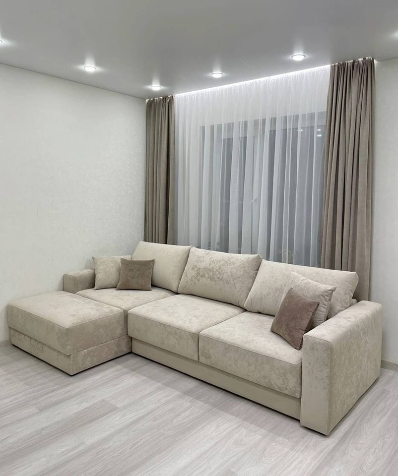 Beech wood corner sofa-Beige