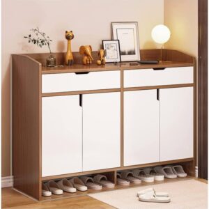 Shoe Rack MDF Brown & White