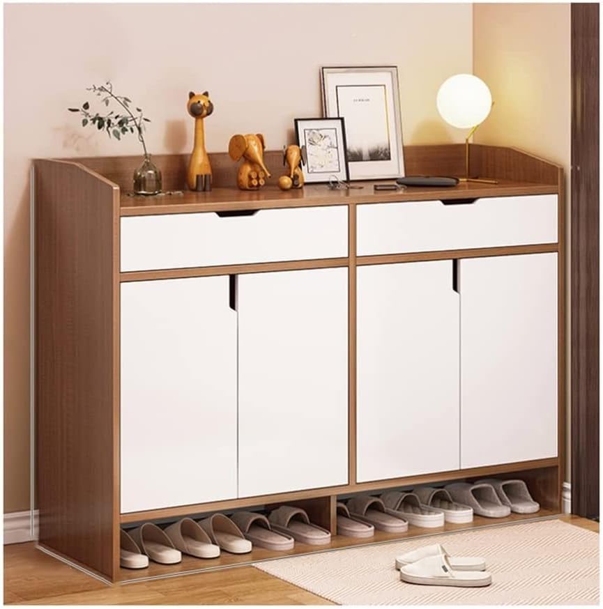 Shoe Rack MDF Brown & White