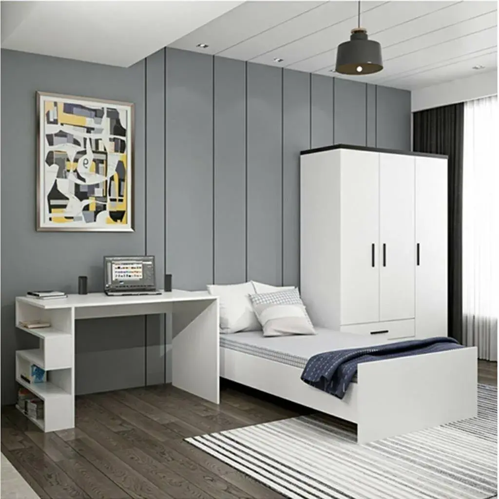 MDF Wood Kids Bedroom Set 3 Pieces - White