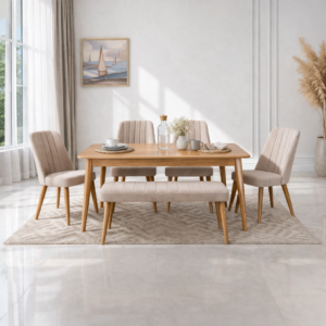 White Dining Room Beech Wood with 6 pieces