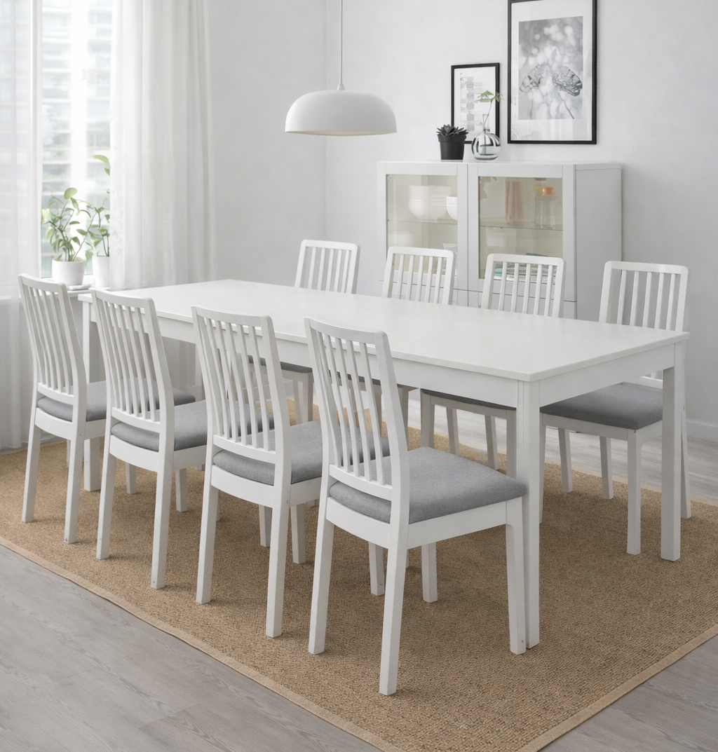 White Dining Room Beech Wood with 9 pieces