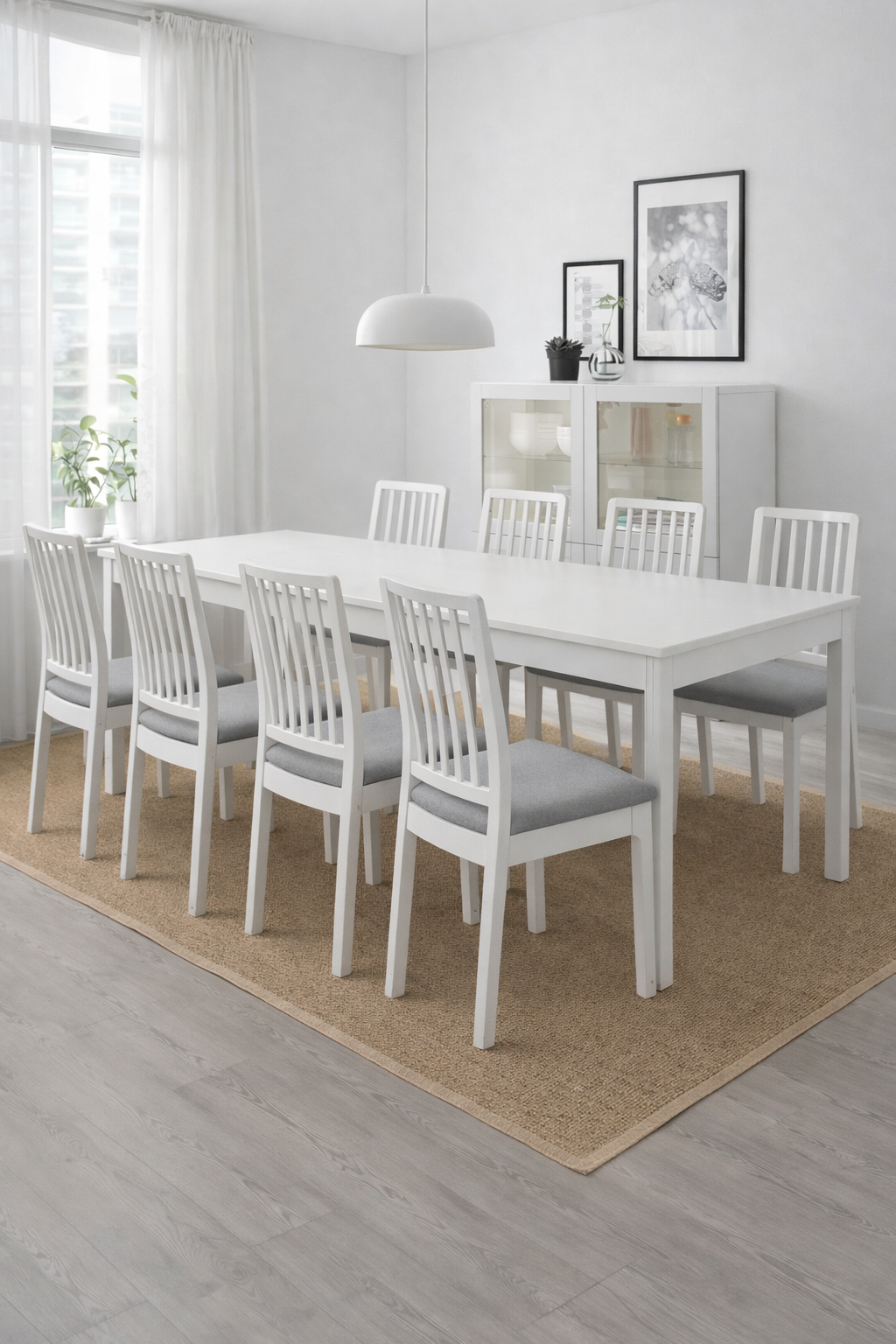 White Dining Room Beech Wood with 9 pieces
