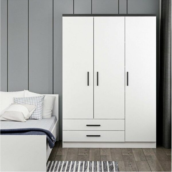 MDF Wood Kids Bedroom Set 3 Pieces - White - Image 3
