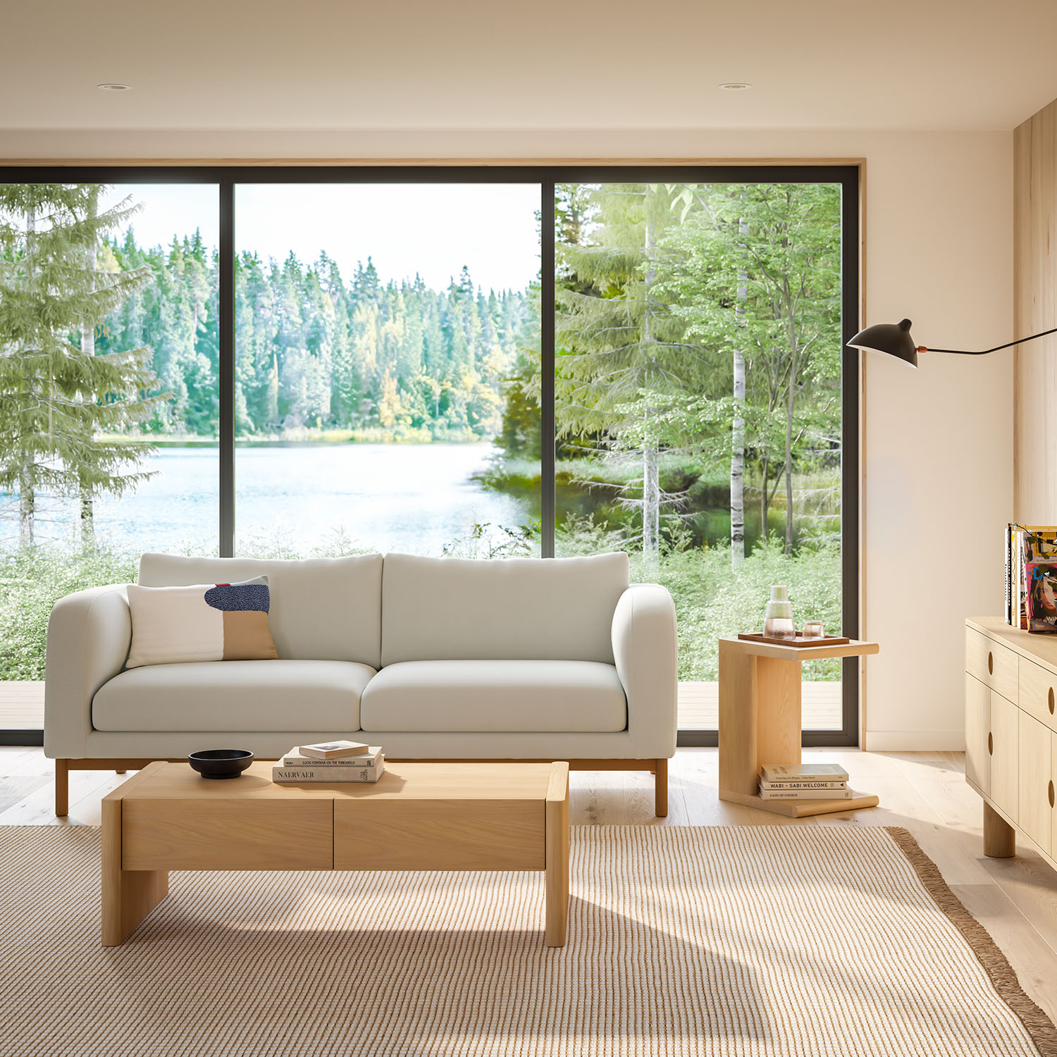 Beech Wood and Panda fabric Sofa - Image 2