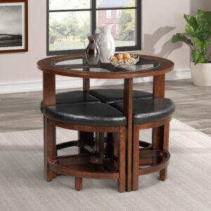 Brown and Black Dining Room Beech Wood with 5 pieces