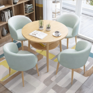 Beige Dining Room Beech Wood with 5 pieces