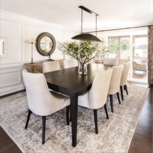 Black and Beige Dining Room Beech Wood with 9 pieces