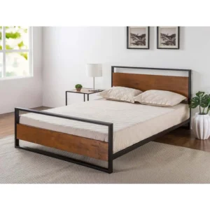 Steel Single Bed 120×200 cm – Black and Brown