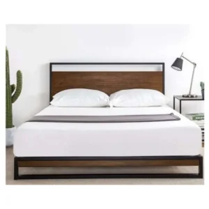 Steel Single Bed 150×200 cm – Black and Brown
