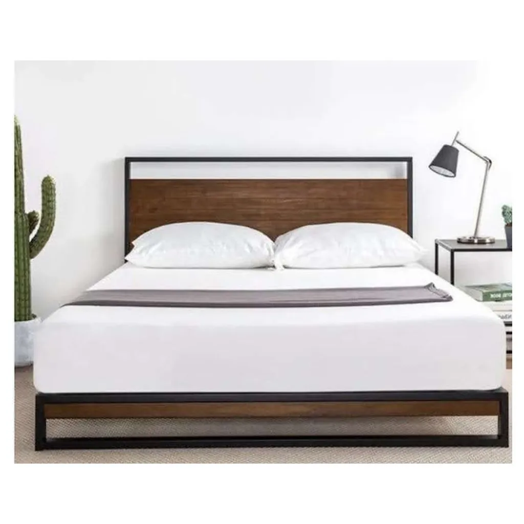 Steel Single Bed 150×200 cm – Black and Brown