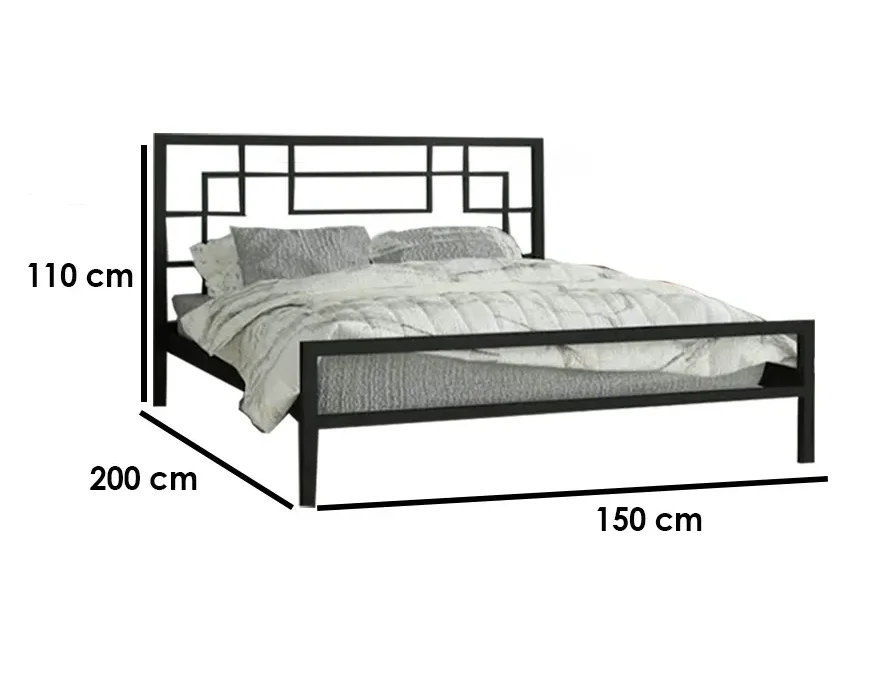 Steel Single Bed 150×200 cm - Black - Image 2