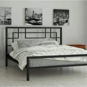 Steel Single Bed 150×200 cm - Black