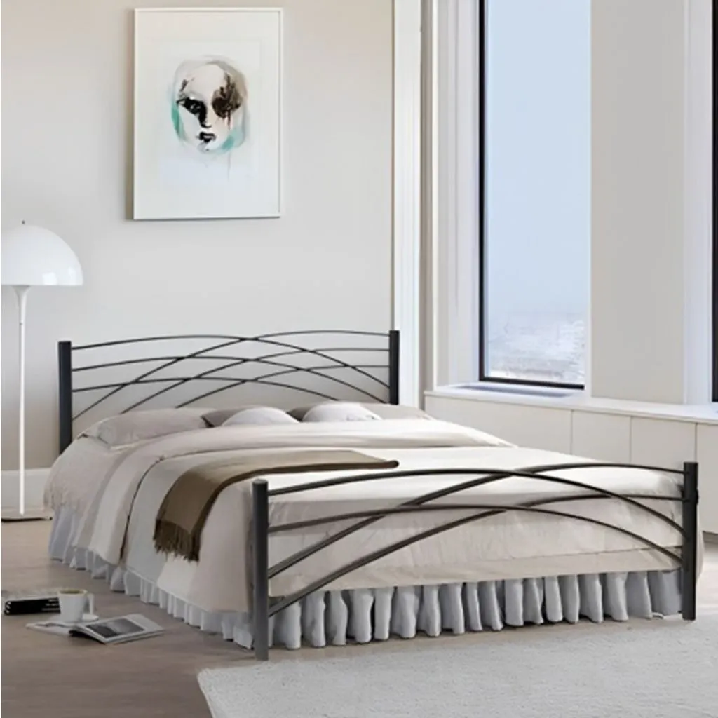 Steel Single Bed 120×200 cm - Black