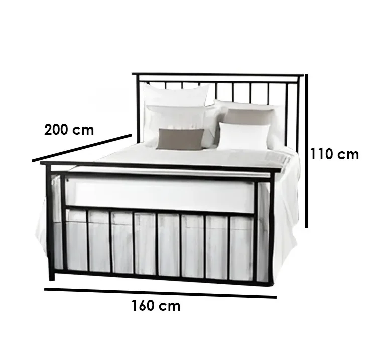Steel Single Bed 160×200 cm - Black - Image 2