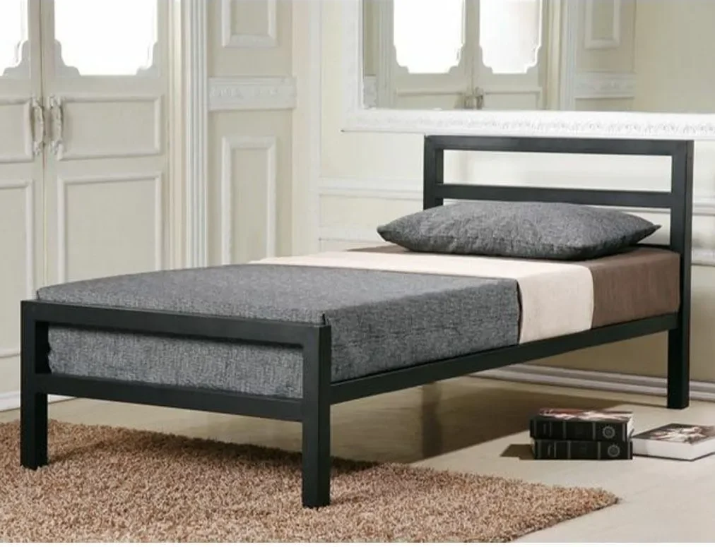 Steel Single Bed 100×200 cm - Black