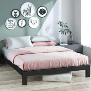 Steel Single Bed 140×200 cm - Black