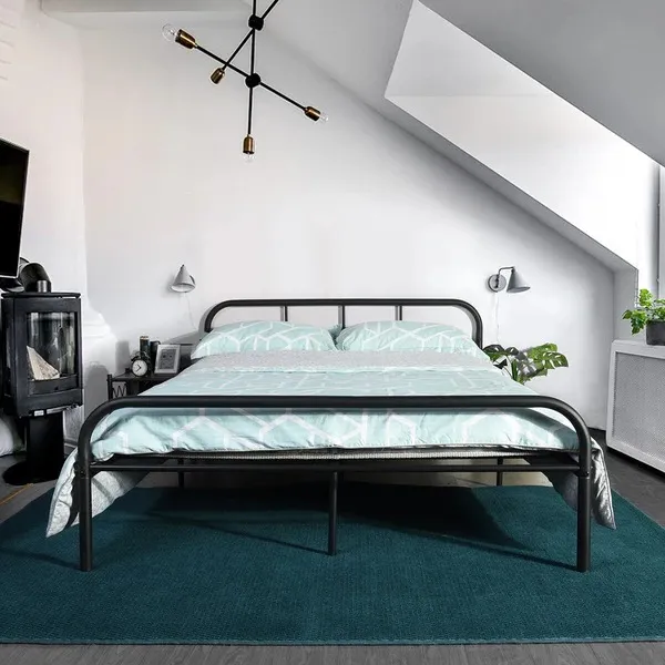 Steel Single Bed 120×200 cm – Black