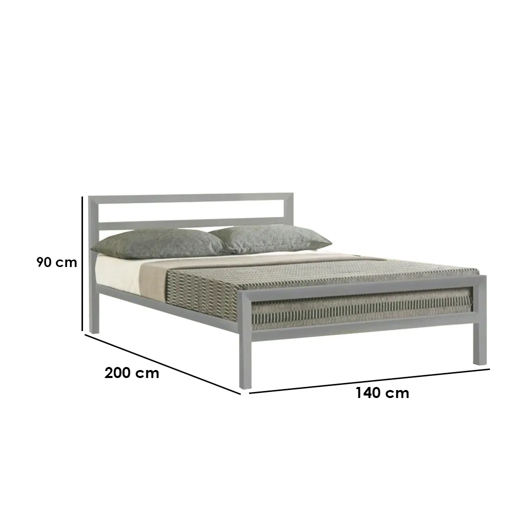 Steel Single Bed 140×200 cm - Gray - Image 3
