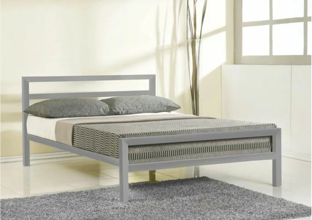 Steel Single Bed 140×200 cm - Gray