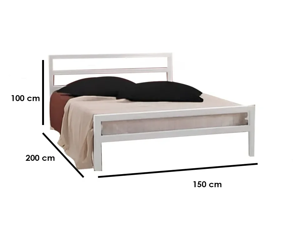 Steel Single Bed 150×200 cm - White - Image 3