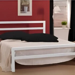 Steel Single Bed 150×200 cm - White