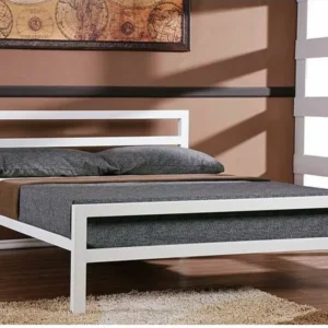 Steel Single Bed 120×200 cm - White