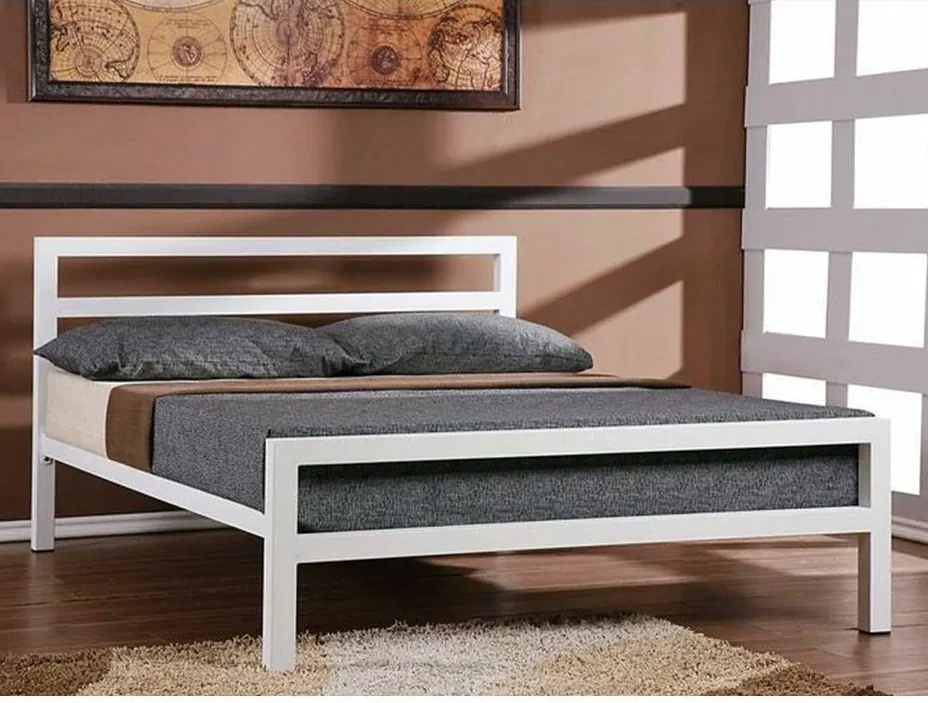 Steel Single Bed 120×200 cm - White