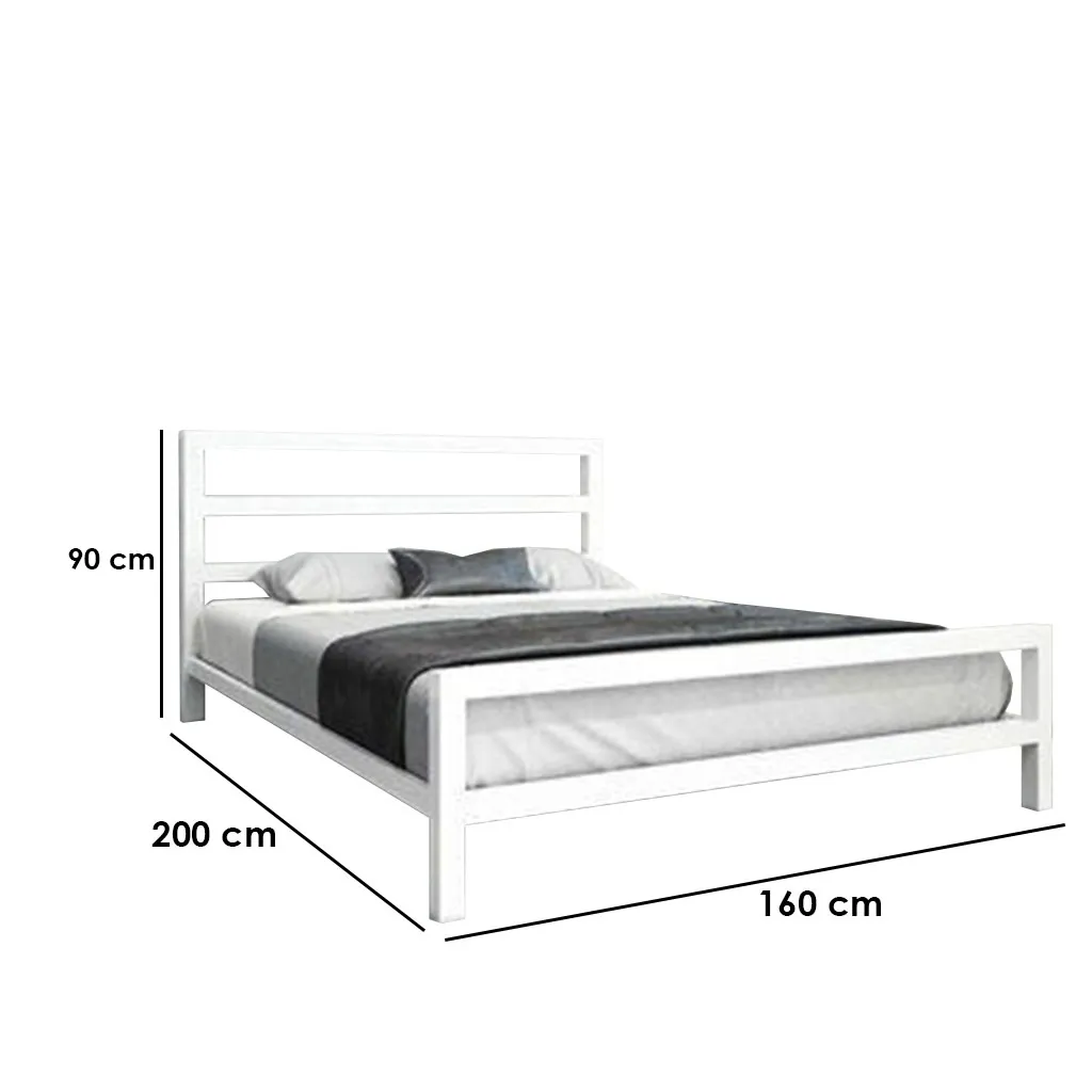 Steel Single Bed 160×200 cm - White - Image 3