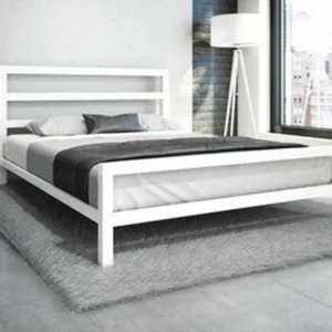 Steel Single Bed 160×200 cm - White