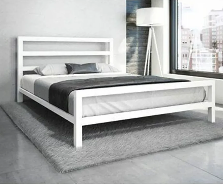 Steel Single Bed 160×200 cm - White