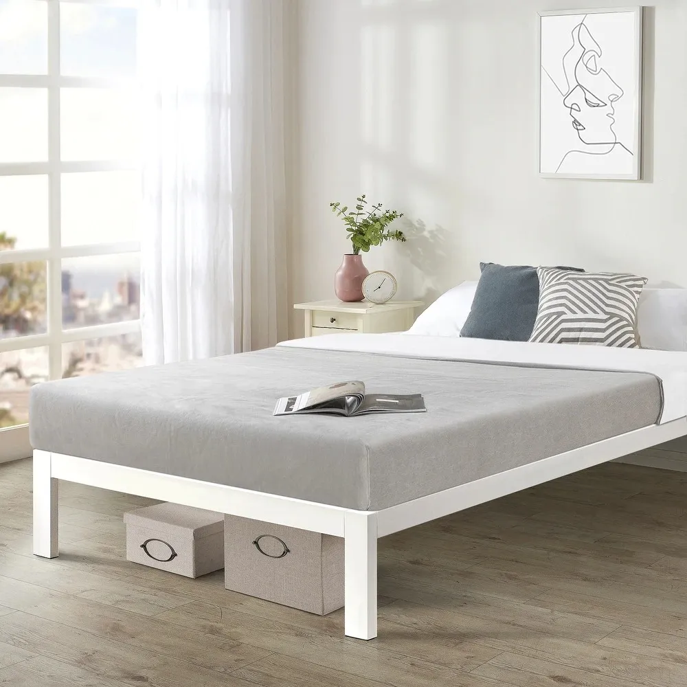Steel Single Bed 120×200 cm - White