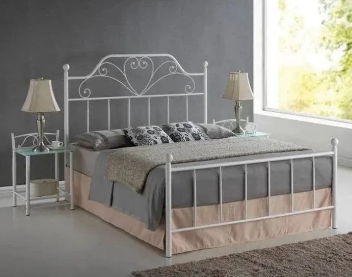 Steel bed 160 x 200 cm - White