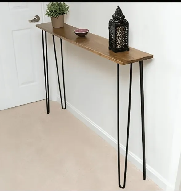 Black Steel and Wood Console