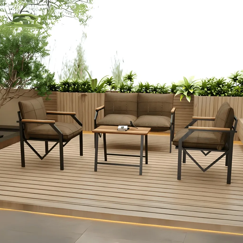 Set Outdoor furniture - steel 4 pieces - brown