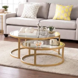 Center Table Set – 2 Pieces With Glass surface