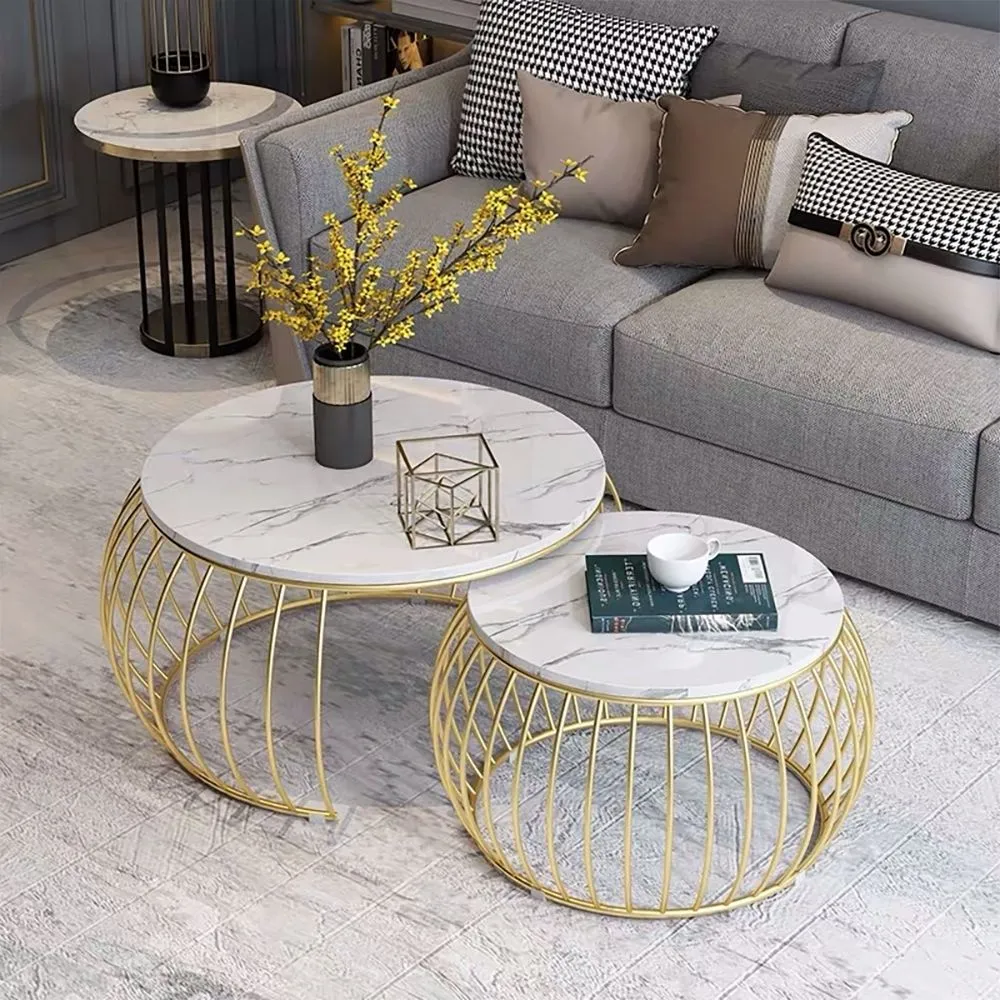 Center Table Set - 2 Pieces With Marble surface