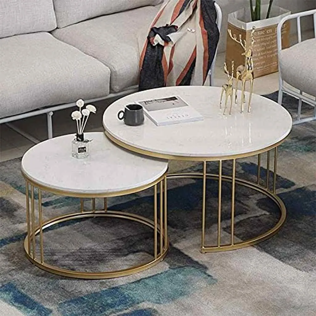 Center Table Set – 2 Pieces With Marble surface