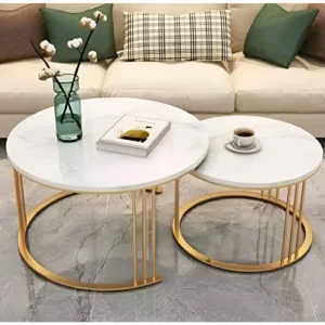 Center Table Set – 2 Pieces With Marble surface
