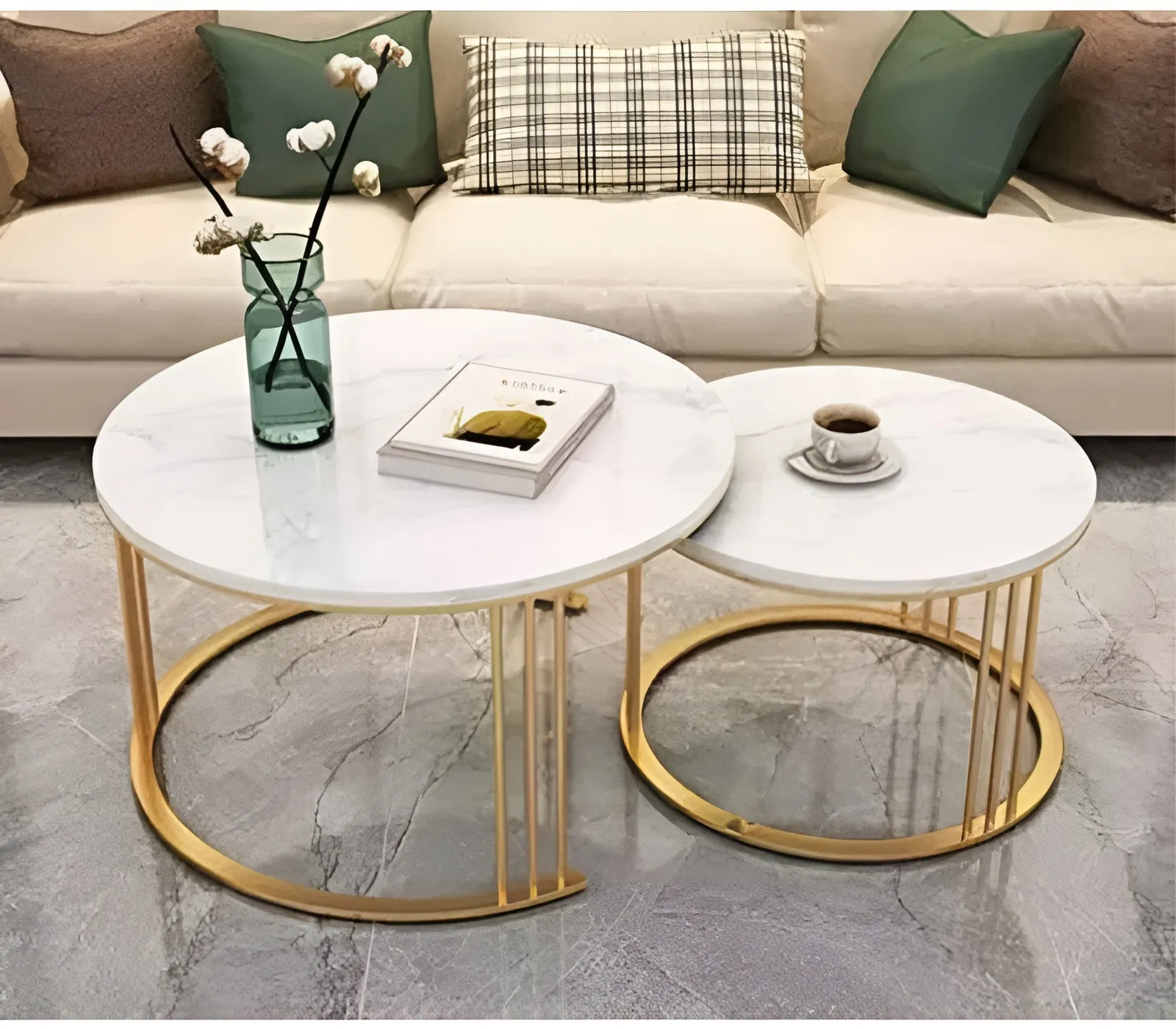 Center Table Set – 2 Pieces With Marble surface