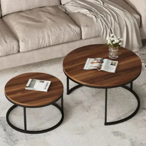 MDF and Iron Center Tables set 2 Pieces - Black and Brown