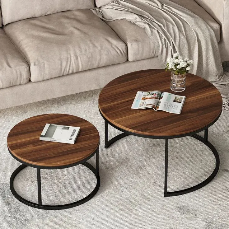 MDF and Iron Center Tables set 2 Pieces - Black and Brown