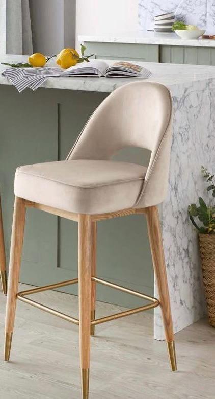 chair beech wood-Brown and beige