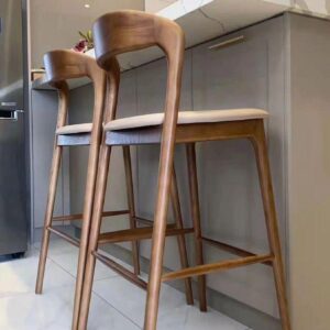 chair beech wood-Brown and beige