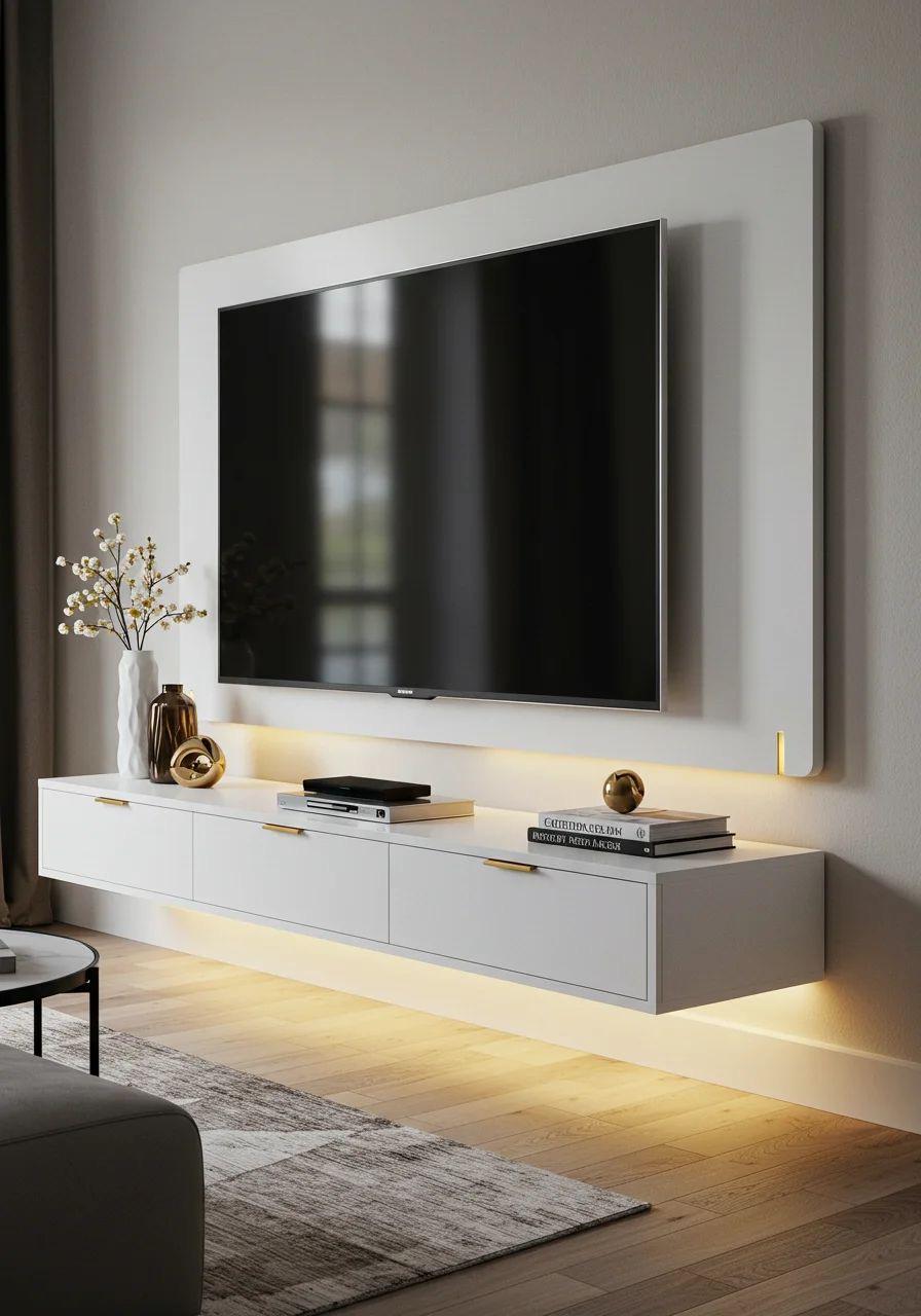 Hanging TV table - MDF - white